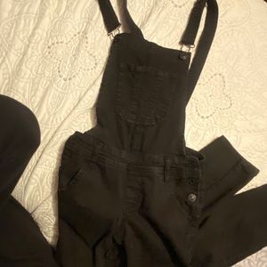 Black skinny jean overalls